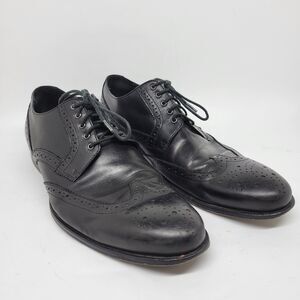 Hugo Boss Derby Brogue Shoes 11.5 Black Wingtip Leather Mens